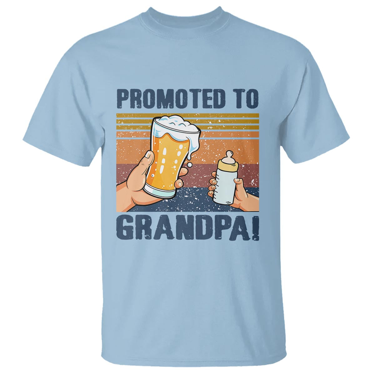 Promoted To Grandpa T Shirt Retro Vintage Beer Baby Milk Bottle Funny Father's Day - Wonder Print Shop