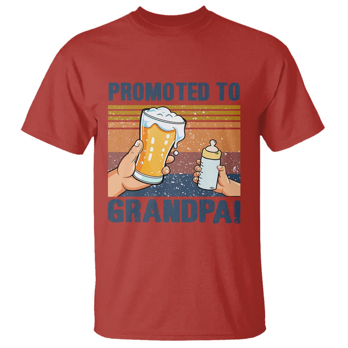 Promoted To Grandpa T Shirt Retro Vintage Beer Baby Milk Bottle Funny Father's Day - Wonder Print Shop