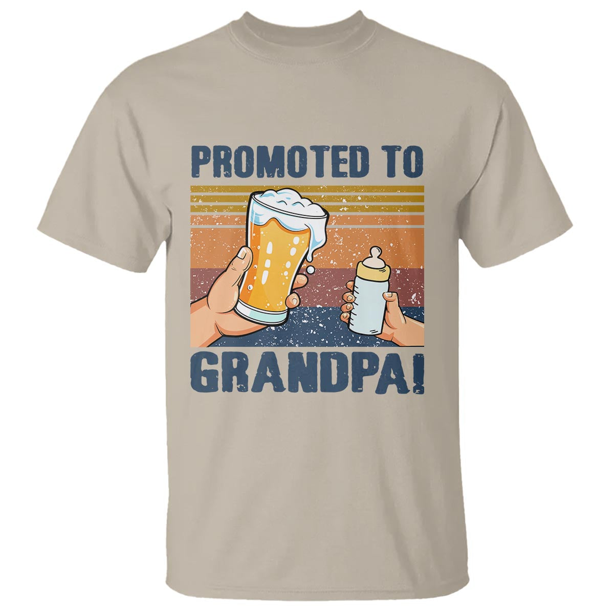 Promoted To Grandpa T Shirt Retro Vintage Beer Baby Milk Bottle Funny Father's Day - Wonder Print Shop