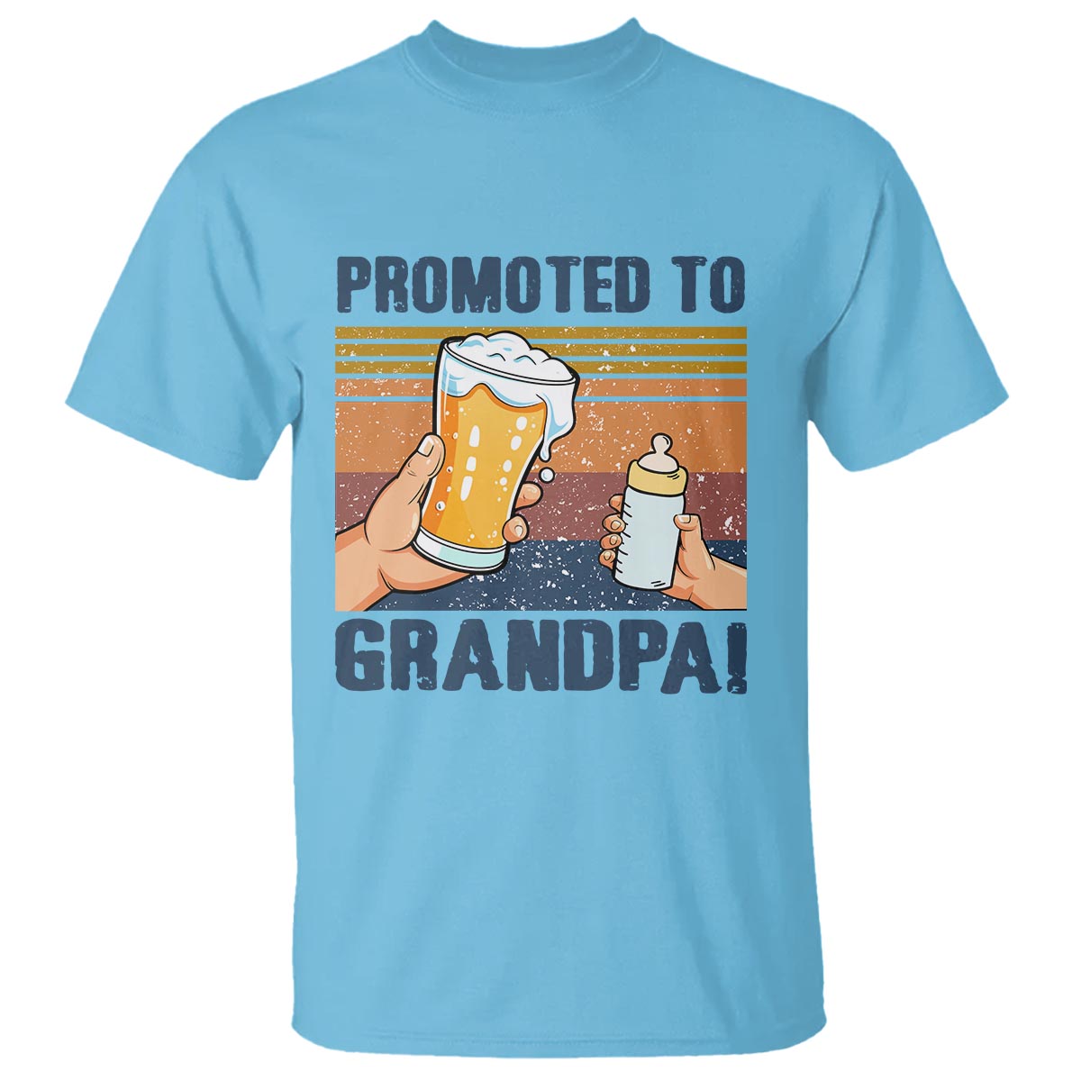 Promoted To Grandpa T Shirt Retro Vintage Beer Baby Milk Bottle Funny Father's Day - Wonder Print Shop