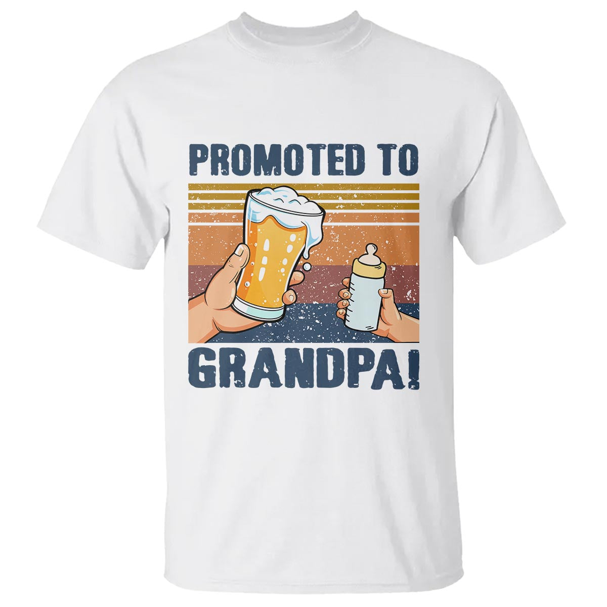Promoted To Grandpa T Shirt Retro Vintage Beer Baby Milk Bottle Funny Father's Day - Wonder Print Shop