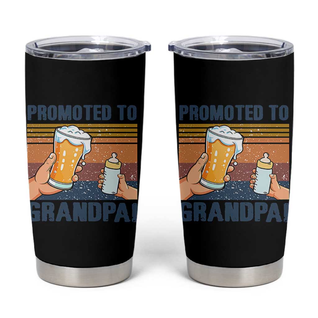 Promoted To Grandpa Tumbler Cup Retro Vintage Beer Baby Milk Bottle Funny Father's Day - Wonder Print Shop