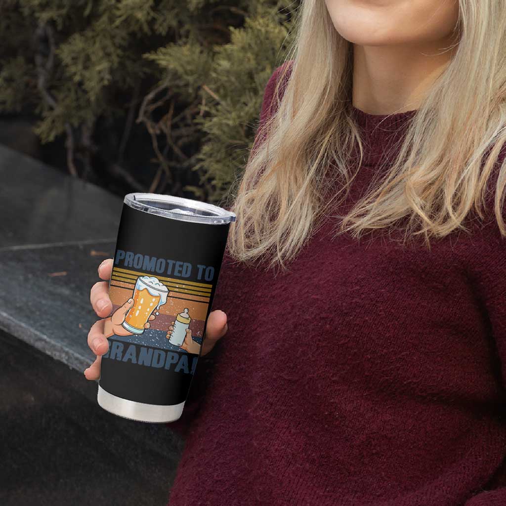 Promoted To Grandpa Tumbler Cup Retro Vintage Beer Baby Milk Bottle Funny Father's Day - Wonder Print Shop