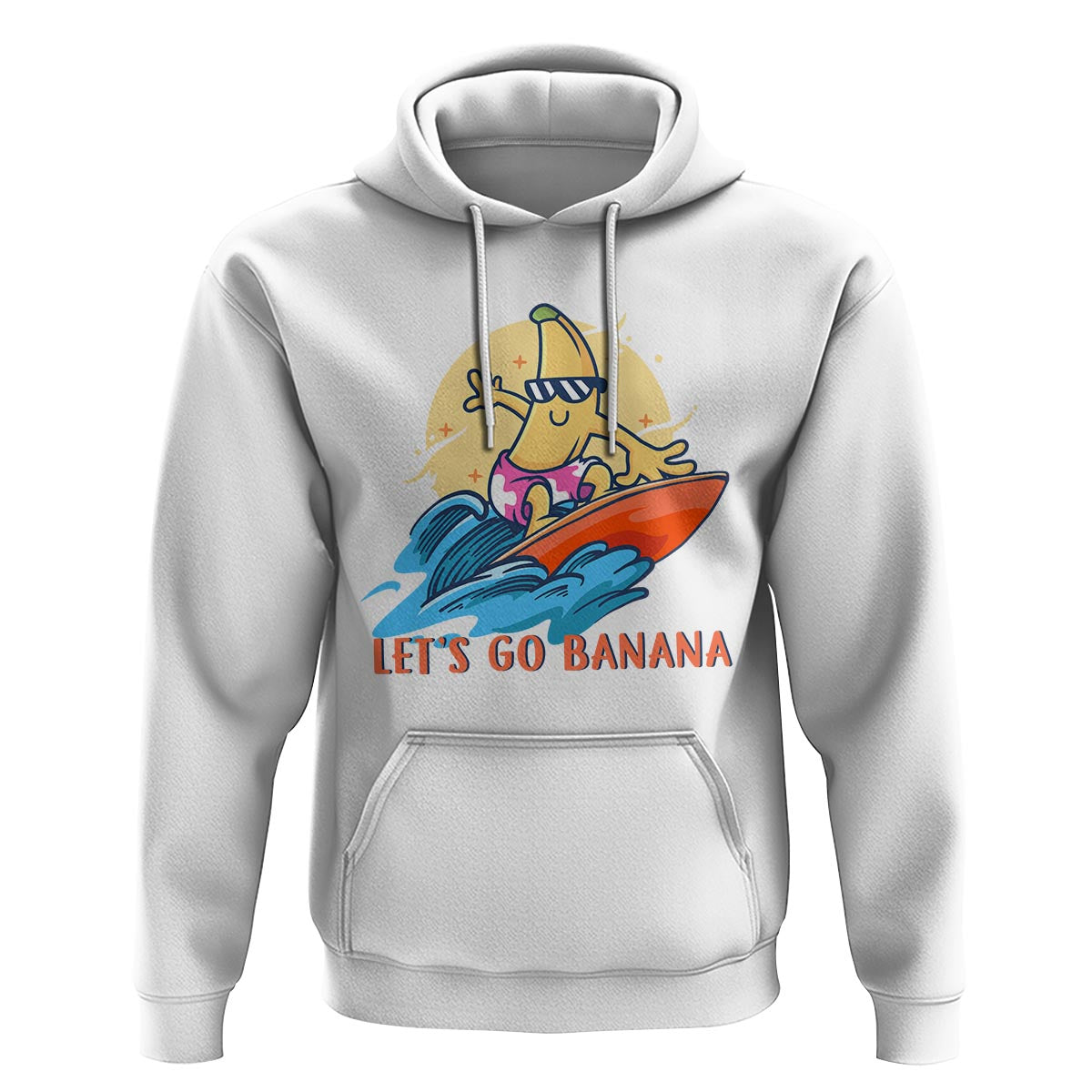 Funny Bananas Hoodie Let's Go Banana Surfing Summer Vacation - Wonder Print Shop