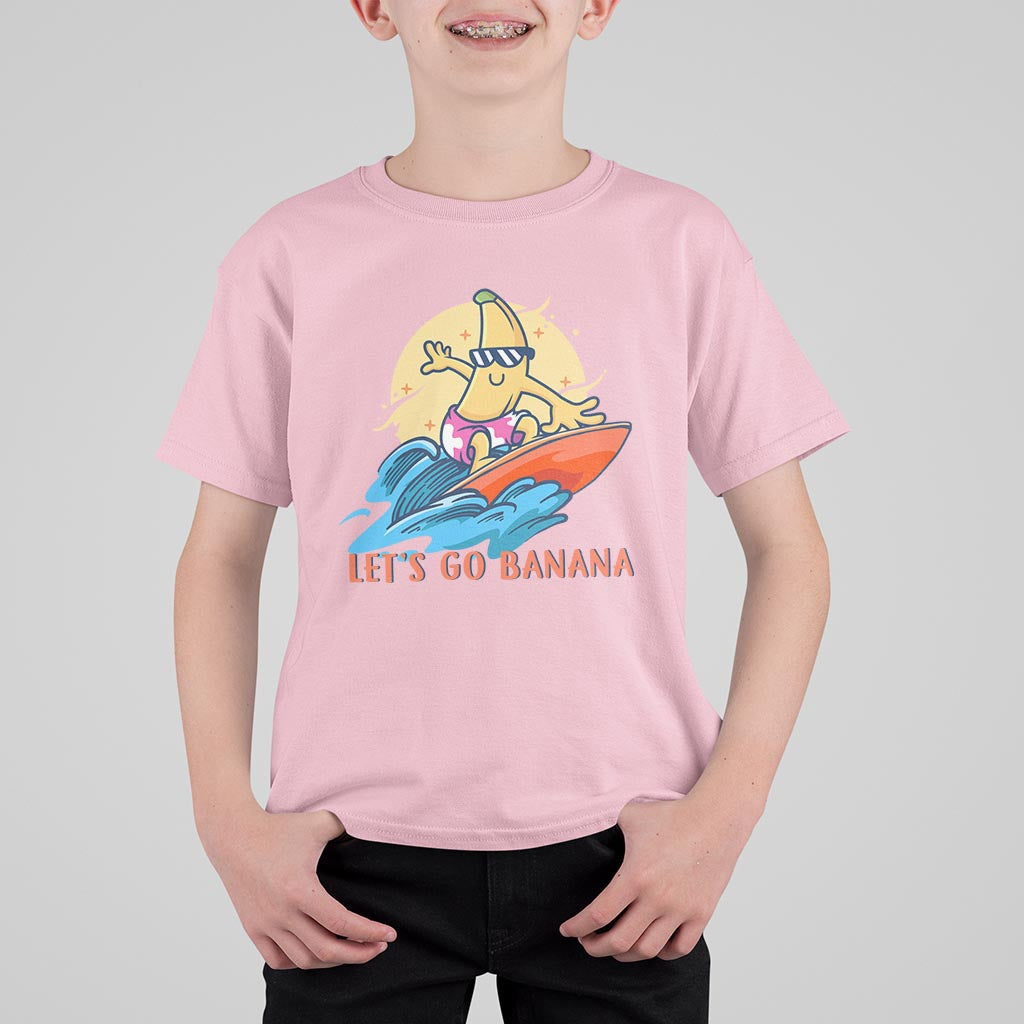 Funny Bananas T Shirt For Kid Let's Go Banana Surfing Summer Vacation - Wonder Print Shop