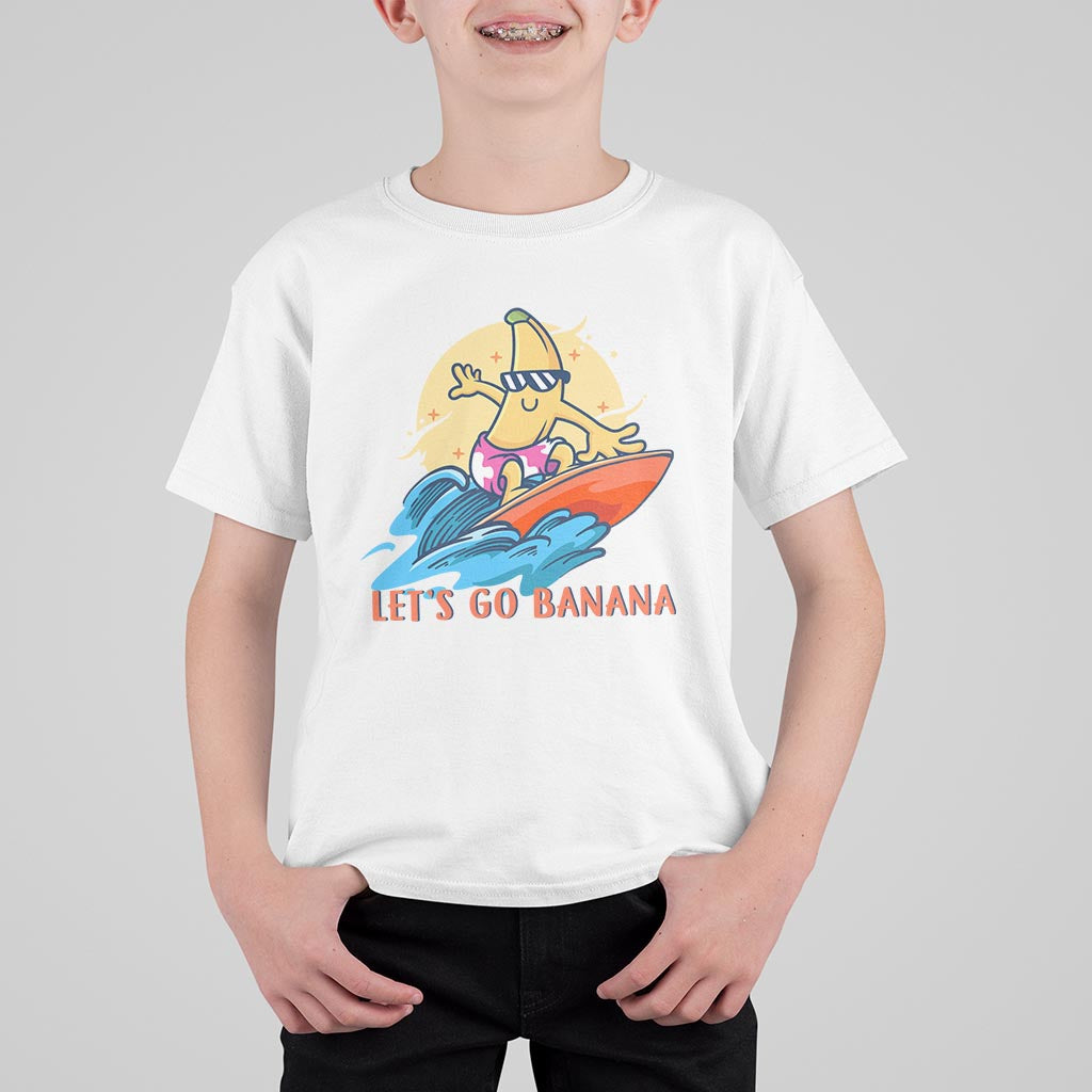 Funny Bananas T Shirt For Kid Let's Go Banana Surfing Summer Vacation - Wonder Print Shop
