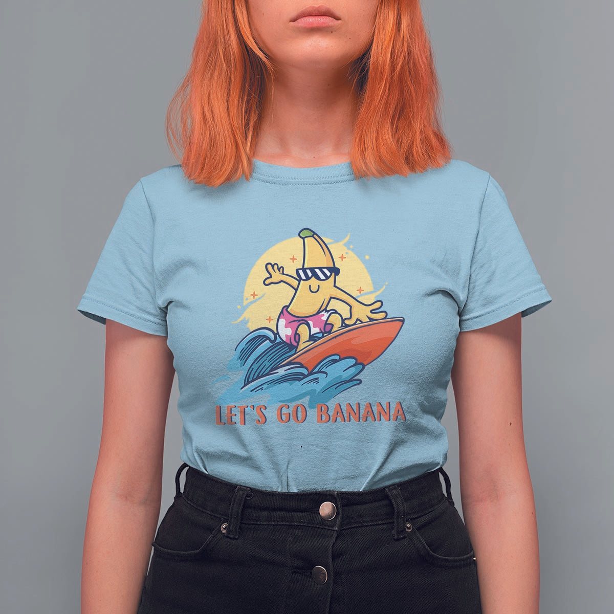 Funny Bananas T Shirt For Women Let's Go Banana Surfing Summer Vacation - Wonder Print Shop