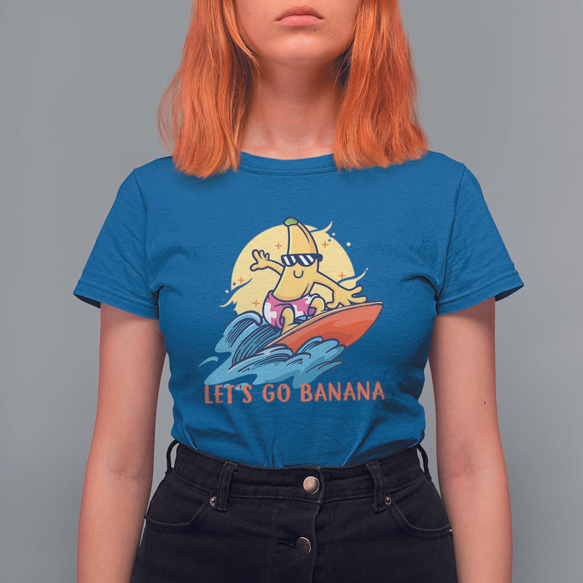 Funny Bananas T Shirt For Women Let's Go Banana Surfing Summer Vacation - Wonder Print Shop