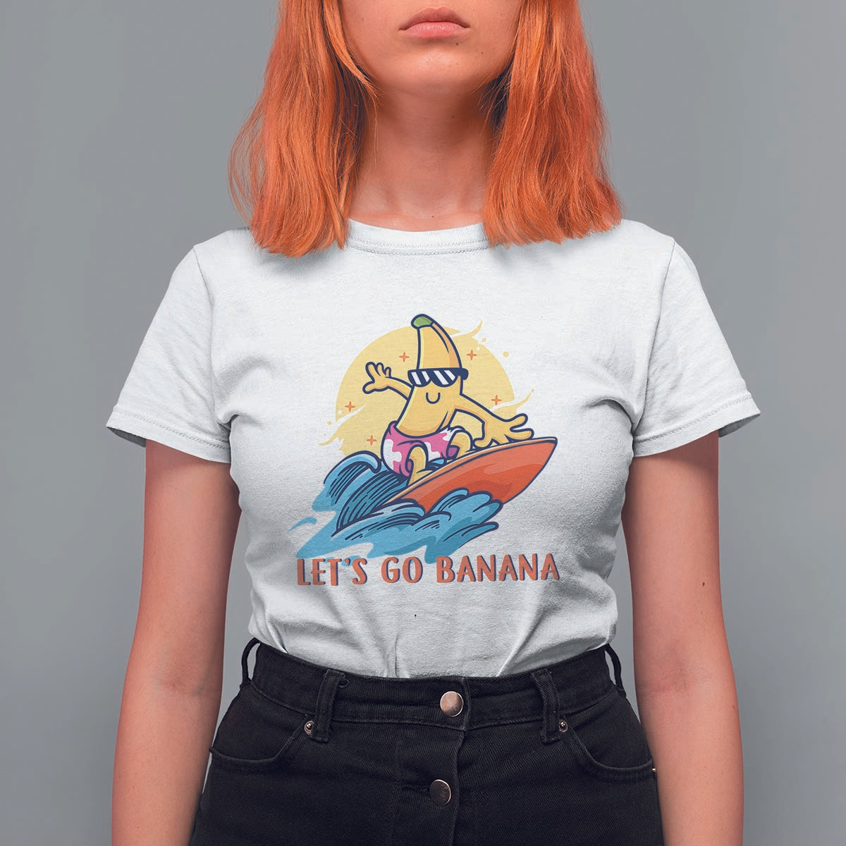 Funny Bananas T Shirt For Women Let's Go Banana Surfing Summer Vacation - Wonder Print Shop