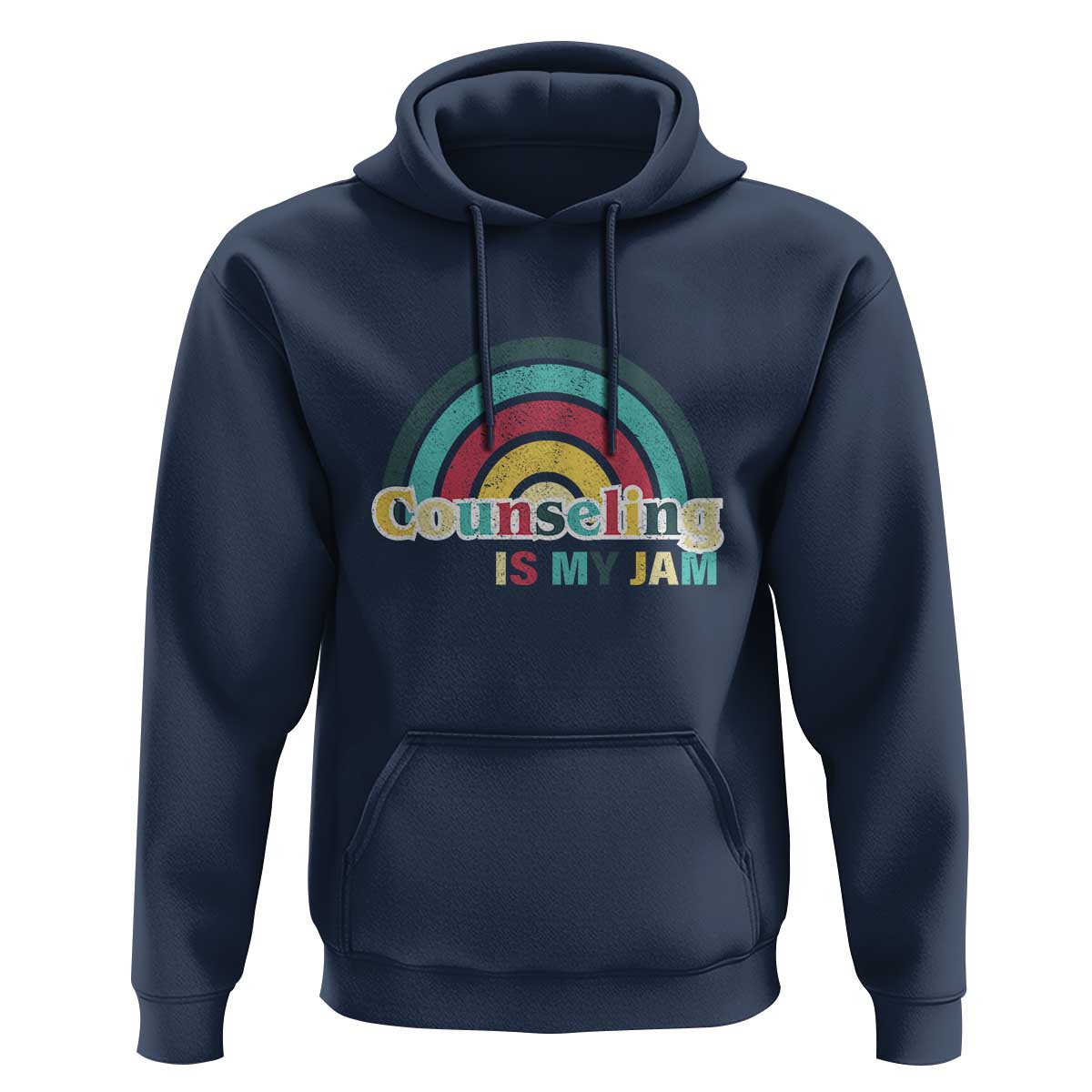 Mental Illness Awareness Hoodie Couseling Is My Jam Retro Groove Rainbow - Wonder Print Shop