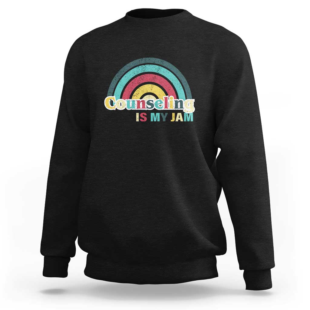 Mental Illness Awareness Sweatshirt Couseling Is My Jam Retro Groove Rainbow - Wonder Print Shop