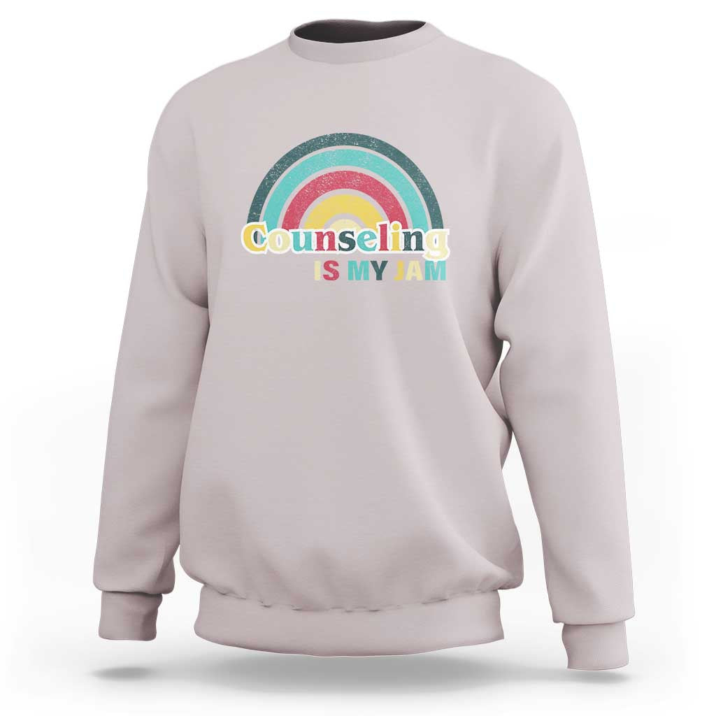 Mental Illness Awareness Sweatshirt Couseling Is My Jam Retro Groove Rainbow - Wonder Print Shop