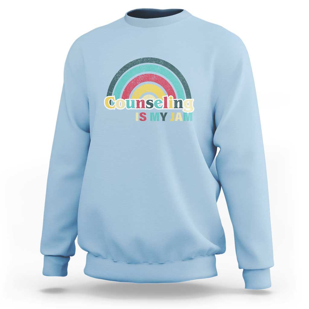 Mental Illness Awareness Sweatshirt Couseling Is My Jam Retro Groove Rainbow - Wonder Print Shop