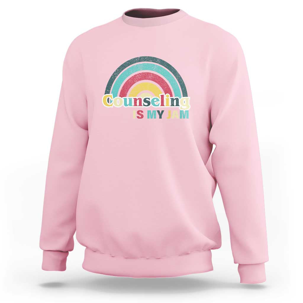 Mental Illness Awareness Sweatshirt Couseling Is My Jam Retro Groove Rainbow - Wonder Print Shop