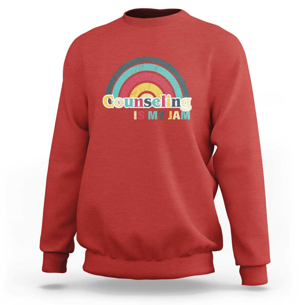 Mental Illness Awareness Sweatshirt Couseling Is My Jam Retro Groove Rainbow - Wonder Print Shop