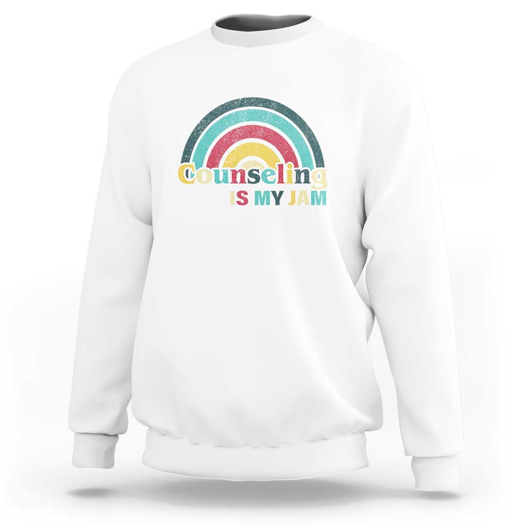 Mental Illness Awareness Sweatshirt Couseling Is My Jam Retro Groove Rainbow - Wonder Print Shop