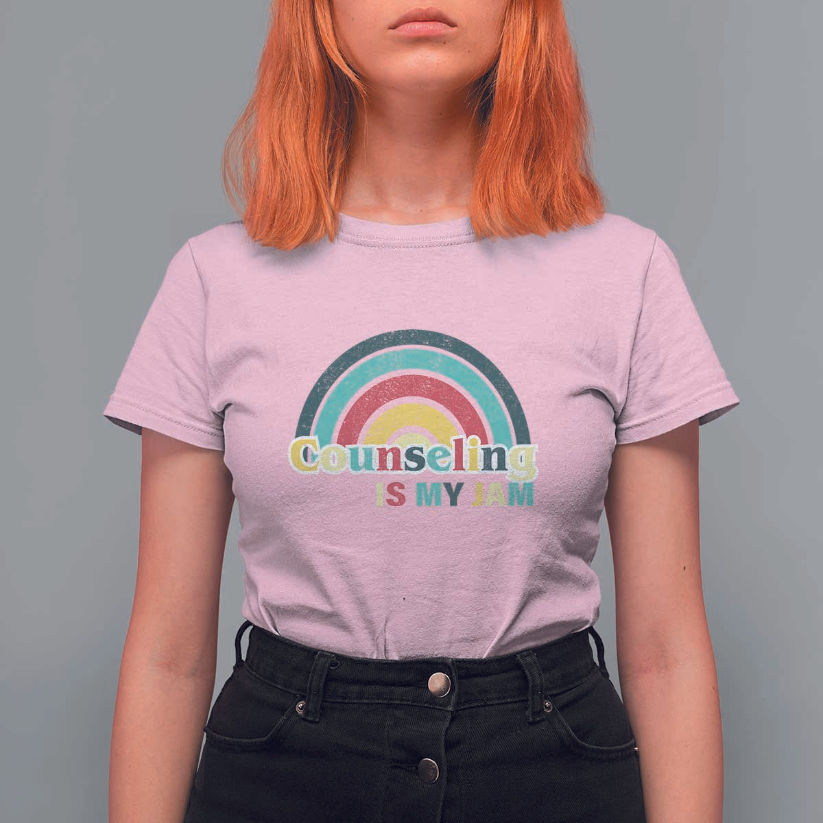 Mental Illness Awareness T Shirt For Women Couseling Is My Jam Retro Groove Rainbow - Wonder Print Shop