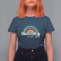 Mental Illness Awareness T Shirt For Women Couseling Is My Jam Retro Groove Rainbow - Wonder Print Shop