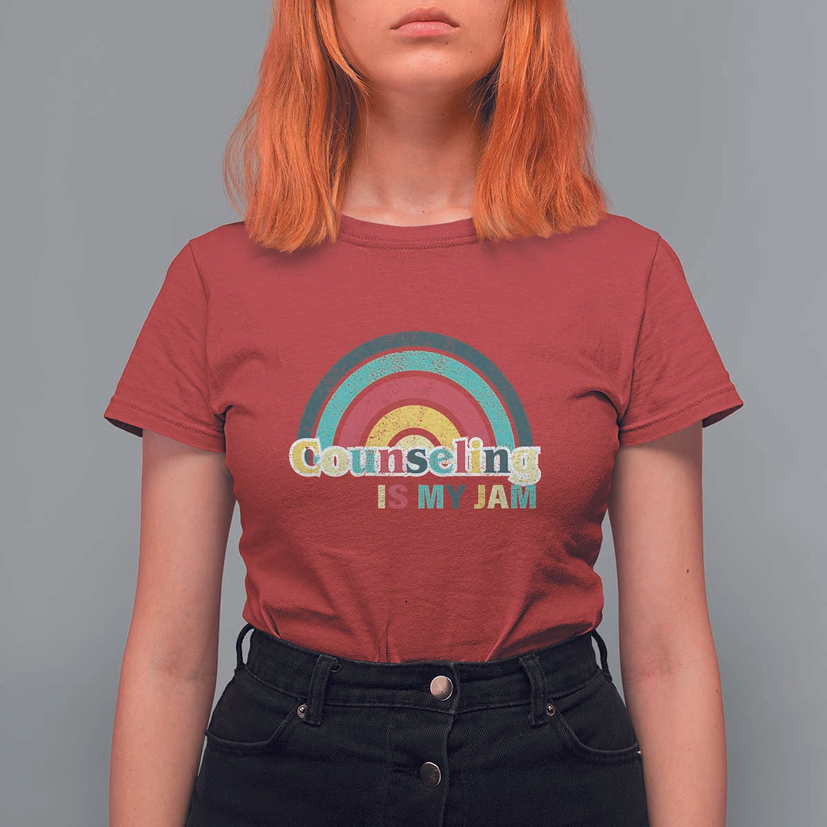 Mental Illness Awareness T Shirt For Women Couseling Is My Jam Retro Groove Rainbow - Wonder Print Shop