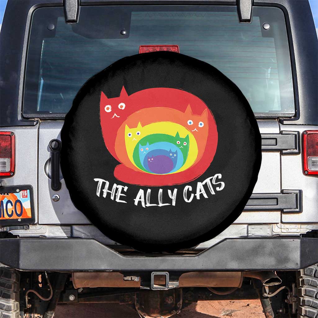 Funny LGBT The Ally Cats Spare Tire Cover Pride Month Rainbow Cat