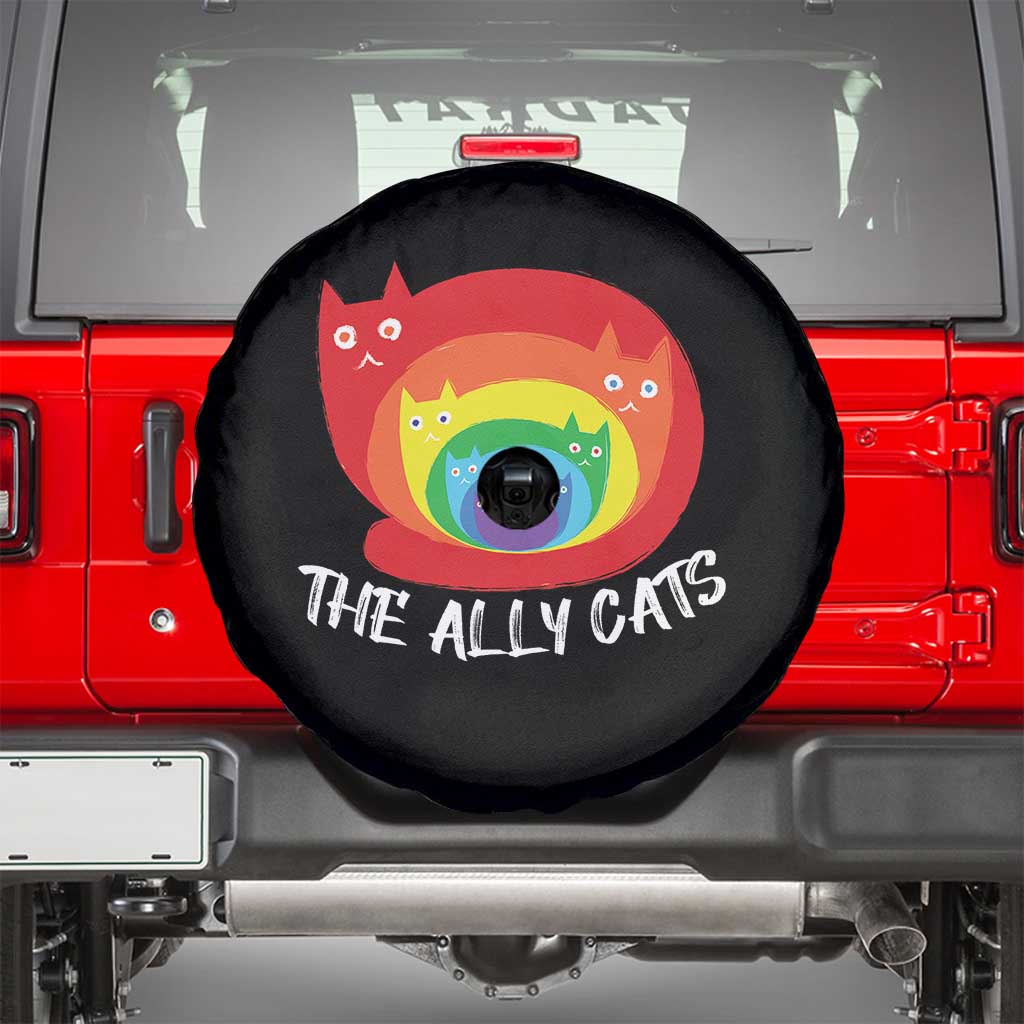 Funny LGBT The Ally Cats Spare Tire Cover Pride Month Rainbow Cat