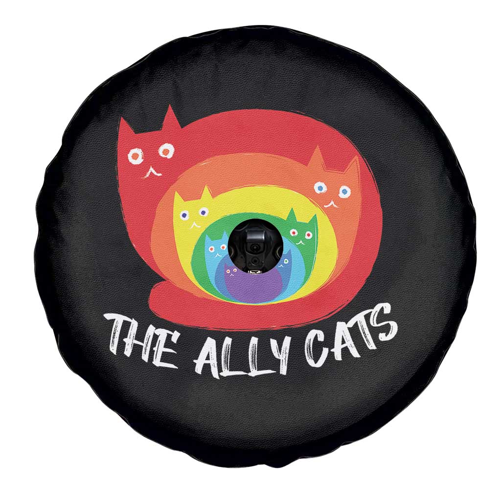 Funny LGBT The Ally Cats Spare Tire Cover Pride Month Rainbow Cat