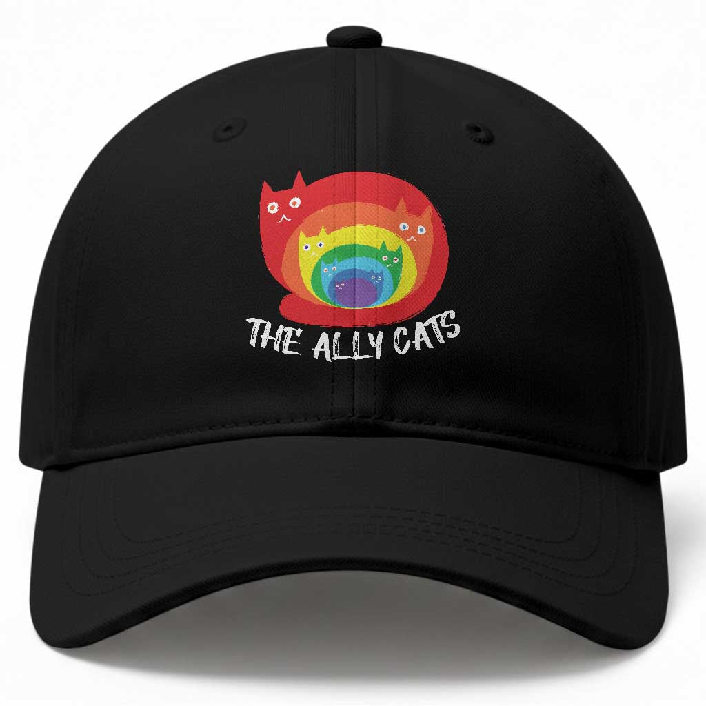 Funny LGBT The Ally Cats Baseball Cap Pride Month Rainbow Cat