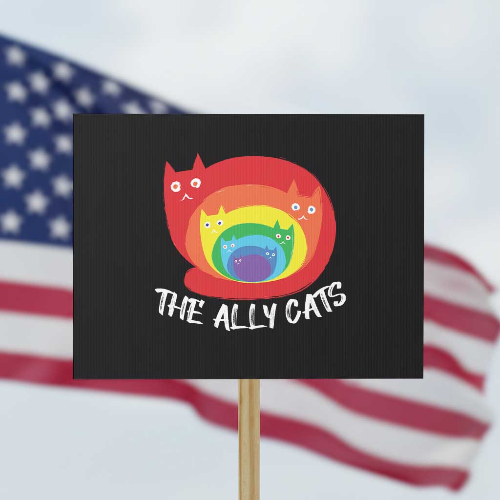 Funny LGBT The Ally Cats Protest Sign Pride Month Rainbow Cat - Wonder Print Shop