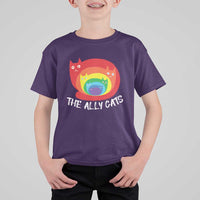 Funny LGBT The Ally Cats T Shirt For Kid Pride Month Rainbow Cat
