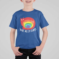 Funny LGBT The Ally Cats T Shirt For Kid Pride Month Rainbow Cat