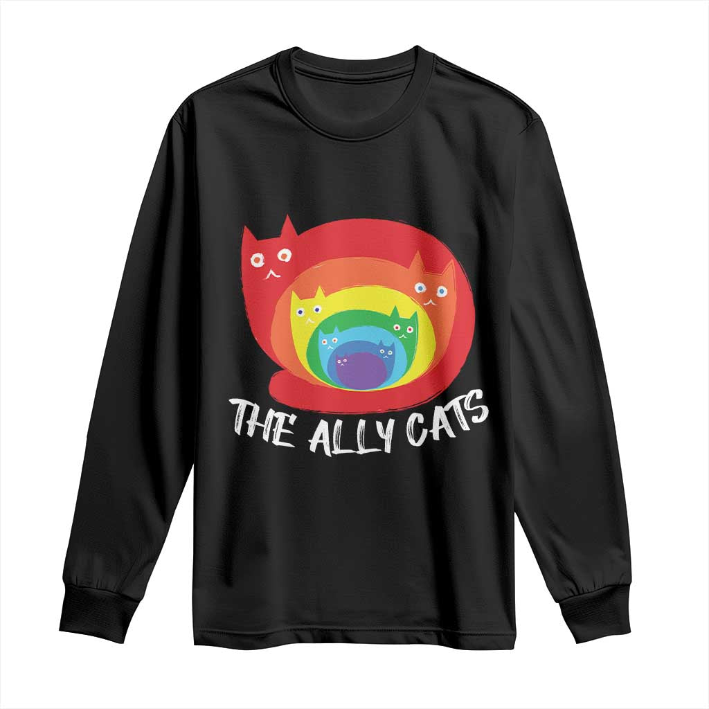 Funny LGBT The Ally Cats Long Sleeve Shirt Pride Month Rainbow Cat