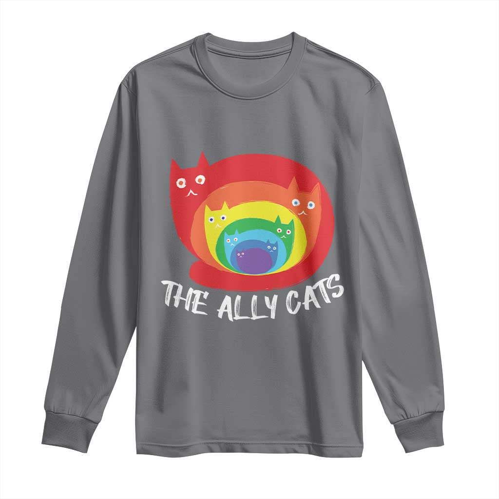 Funny LGBT The Ally Cats Long Sleeve Shirt Pride Month Rainbow Cat