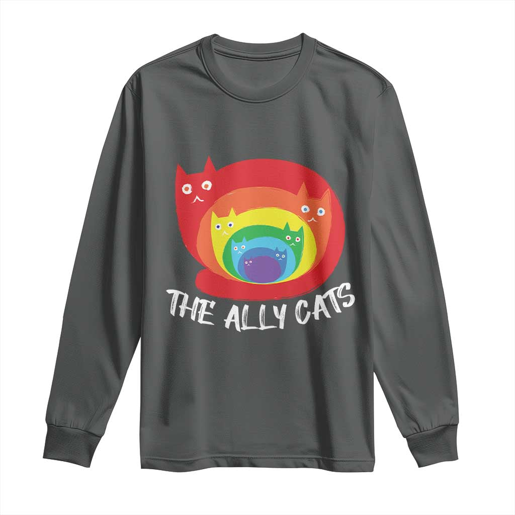 Funny LGBT The Ally Cats Long Sleeve Shirt Pride Month Rainbow Cat