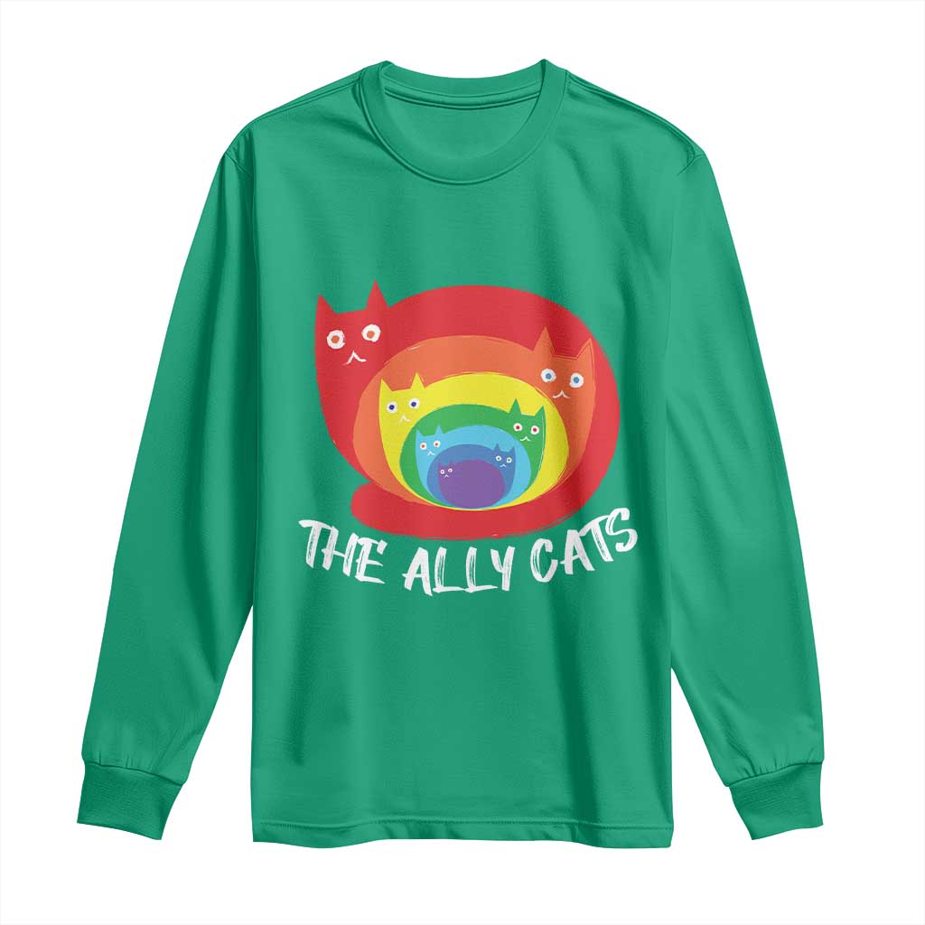 Funny LGBT The Ally Cats Long Sleeve Shirt Pride Month Rainbow Cat