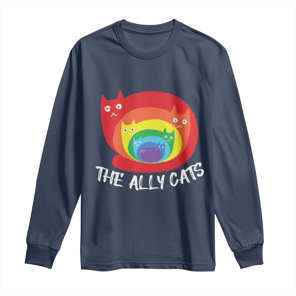 Funny LGBT The Ally Cats Long Sleeve Shirt Pride Month Rainbow Cat