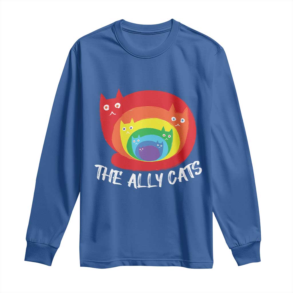 Funny LGBT The Ally Cats Long Sleeve Shirt Pride Month Rainbow Cat