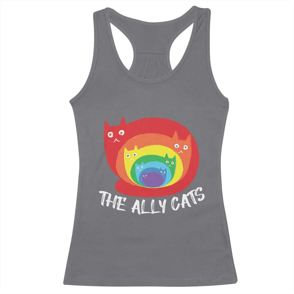 Funny LGBT The Ally Cats Racerback Tank Top Pride Month Rainbow Cat