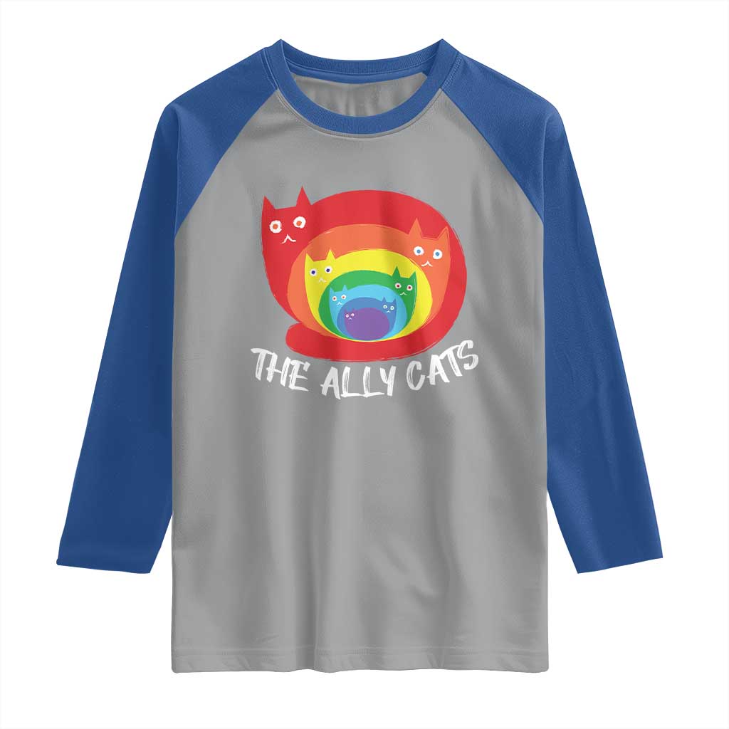 Funny LGBT The Ally Cats Raglan Shirt Pride Month Rainbow Cat