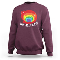 Funny LGBT The Ally Cats Sweatshirt Pride Month Rainbow Cat