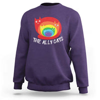 Funny LGBT The Ally Cats Sweatshirt Pride Month Rainbow Cat