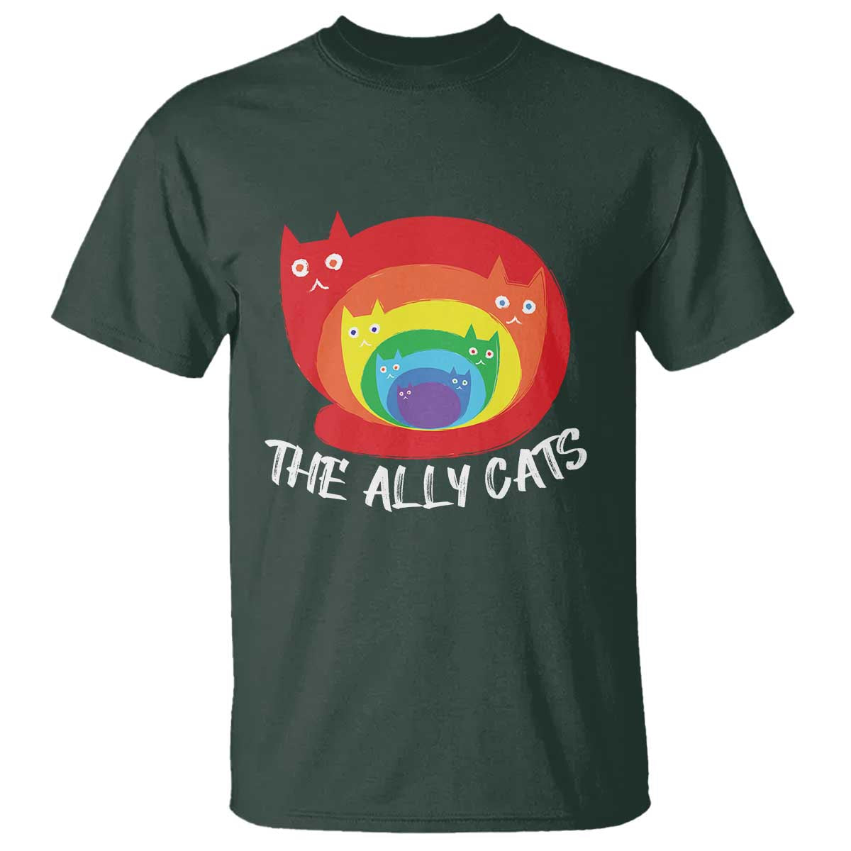 Funny LGBT The Ally Cats T Shirt Pride Month Rainbow Cat