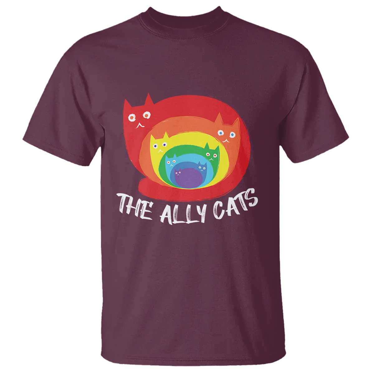 Funny LGBT The Ally Cats T Shirt Pride Month Rainbow Cat