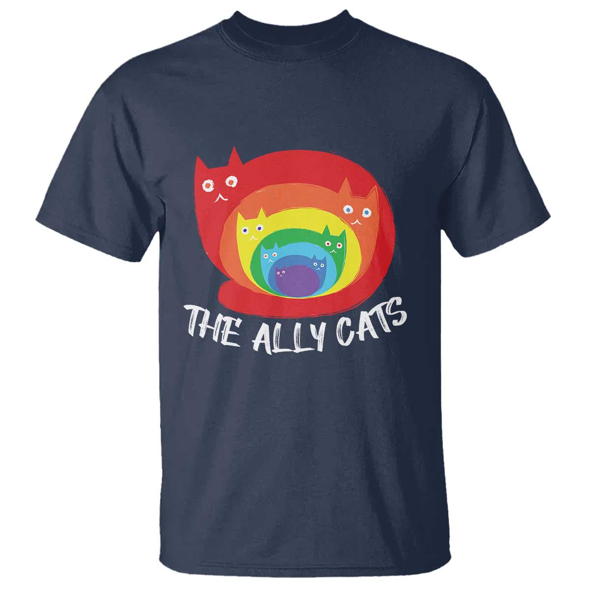 Funny LGBT The Ally Cats T Shirt Pride Month Rainbow Cat