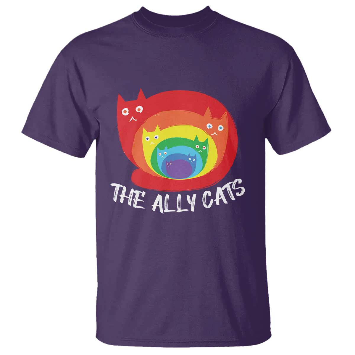 Funny LGBT The Ally Cats T Shirt Pride Month Rainbow Cat