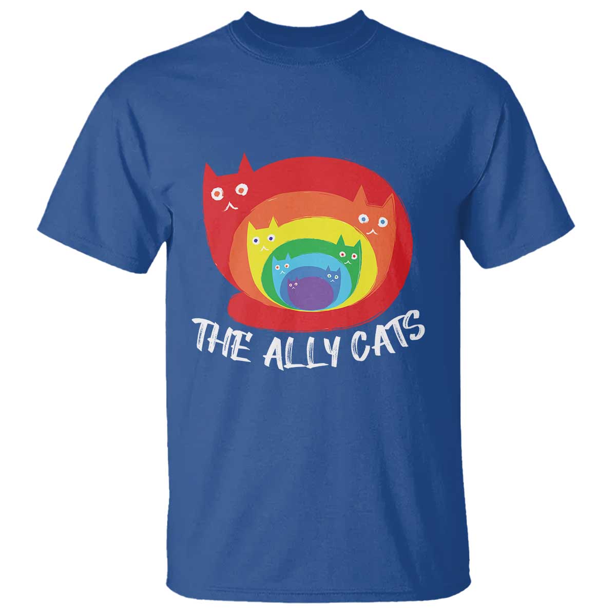 Funny LGBT The Ally Cats T Shirt Pride Month Rainbow Cat