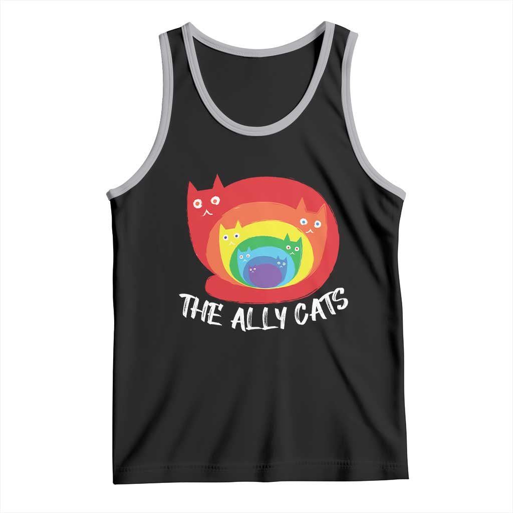 Funny LGBT The Ally Cats Tank Top Pride Month Rainbow Cat