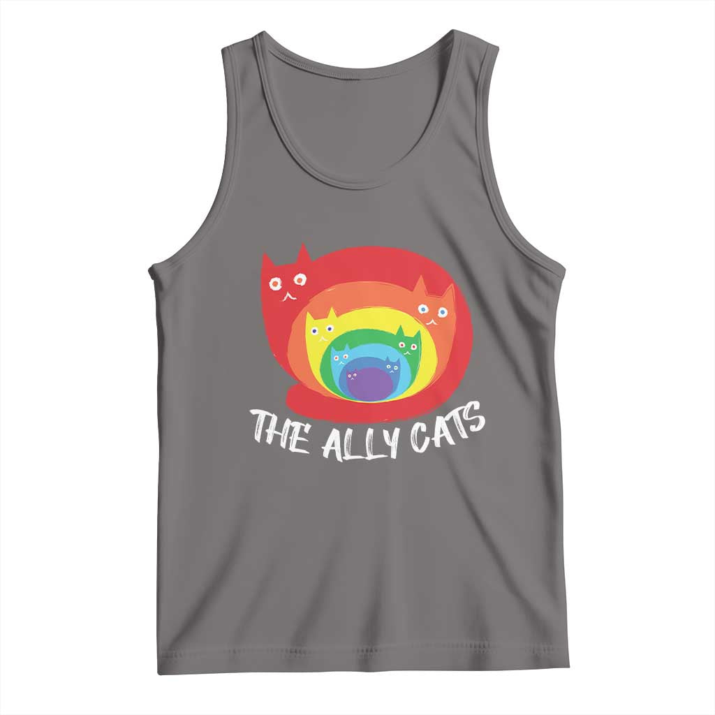 Funny LGBT The Ally Cats Tank Top Pride Month Rainbow Cat