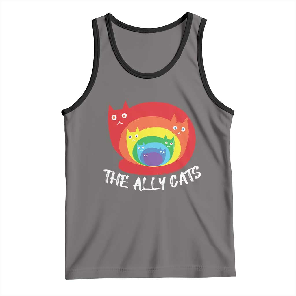 Funny LGBT The Ally Cats Tank Top Pride Month Rainbow Cat
