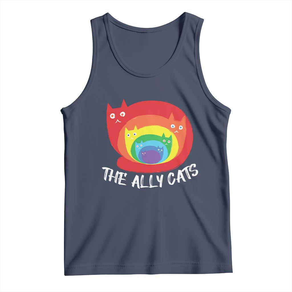 Funny LGBT The Ally Cats Tank Top Pride Month Rainbow Cat