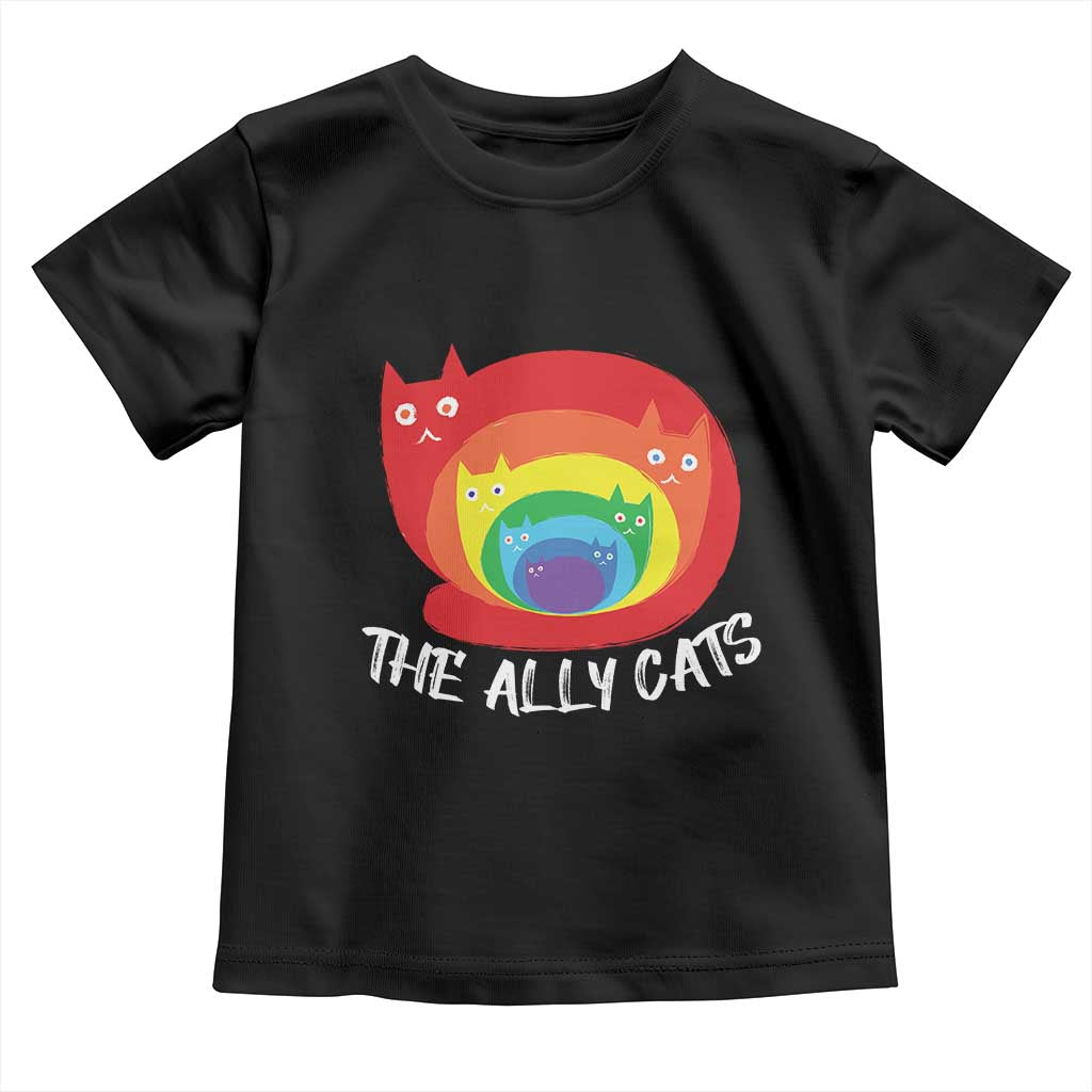 Funny LGBT The Ally Cats Toddler T Shirt Pride Month Rainbow Cat
